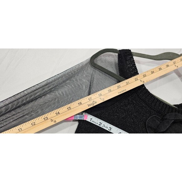 Vtg Ebene Womens Sweater Sheer Mesh 3D Flowers Fairy Goth Patrick Assuline Black - Picture 12 of 13